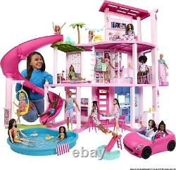 New Barbie Dreamhouse, 75+ Pieces, Pool Party Doll House with 3 Story Slide