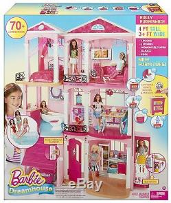 New Mattel Barbie 3 Story Pink Furnished Doll Town house Dreamhouse Townhouse