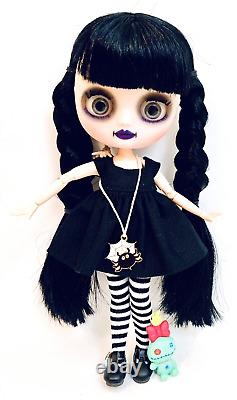 OOAK Middie Blythe Wednesday Addams 8 BJD Joint Doll In Classic Outfit & Thing