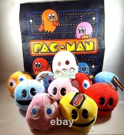 Pac-Man Plush Set of 10 Arcade 80's Game 4 Yellow Pac Man Stuffed Animal Doll