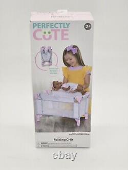 Perfectly Cute Folding Crib For Dolls up to 18in For Kids 2yrs + BRAND NEW