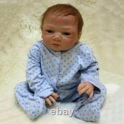 Clothes Blue 22'' Realistic Handmade Baby Boy Girl Silicone Vinyl Newborn Dolls 