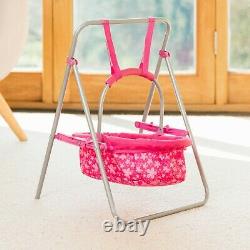 Snuggles Baby Dolls Pink Swing Removable Carry Cot Cradle Cot Kid Role Play Toy