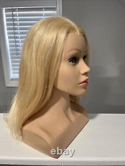 Training Mannequin Head with Real Human Hair Blend BLONDE Cosmetology Practice