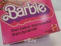 VINTAGE 1979 FIRST Black Barbie Doll Disco Afro Red Dress Mattel 1293 NEW NRFB