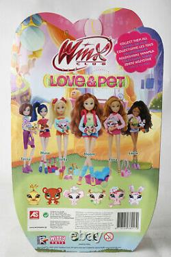 Very Rare 2009 Winx Club Love & Pet Flora & Coco Doll Rainbow New Sealed