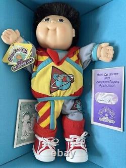 Vintage 1989 Cabbage Patch Kid Designer Line Doll Elmer Aldo in Sweat Suit Hoo