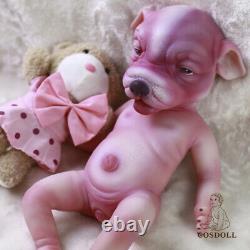 13.7 Full Silicone Reborn Baby Dog Reborn Puppies Doll Cadeau D'anniversaire Fait À La Main