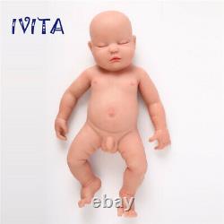 18''silicone Closed Eyes Sleeping Baby Lifelike Doll Boy Birthday Gift Toy Doll