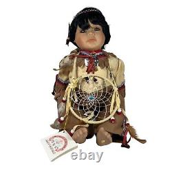 1993 World Gallery Little Red Cloud Native American Porcelain Doll 18 Plumes