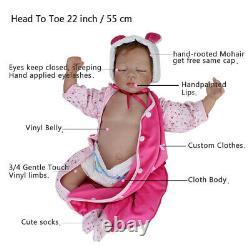 22'' Reborn Baby Dolls Handmade Lifelike Newborn Silicone Vinyl Belly Doll Cadeaux