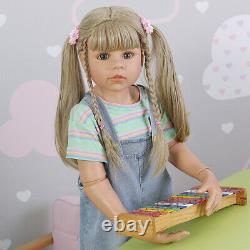 39 Vinyl Full Body Reborn Toddler Doll Girl Réaliste Standing Doll Long Blonde
