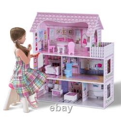 Barbie Doll House Dream Meubles Filles Wood Rose Playhouse Fun Play 3 Tier Set