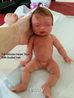 Bébé En Silicone Complet Harper Skye Avec Les Cheveux Enracinés (option Caucasienne Ou Biraciale)