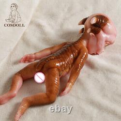 COSDOLL 13,5 pouces Poupées Bébés Reborn Alien Nouveau-né Bébé entièrement en silicone Platinum