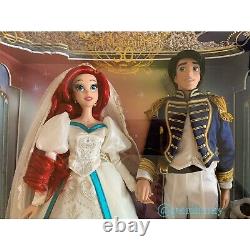 Disney Limited Edition Ariel & Prince Eric Wedding Platinum Doll Set (nib)