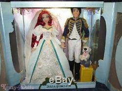 Disney Limited Edition Designer Ariel Et Prince Eric Wedding Set Platinum Doll