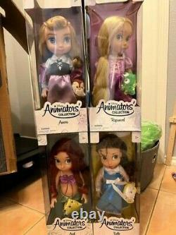 Disney Store Animators Collection Lot New Aurora Ariel Belle Rapunzel 4 Poupées