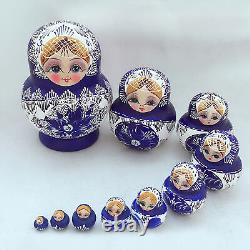 Ensemble de 10 poupées russes gigognes Matryoshka, ensemble de jouets en bois peints à la main et faits à la main.
