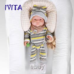Ivita 16'' Full Body Silicone Reborn Doll Lifelike Baby Boy 2200g Jouet Cadeau De Noël