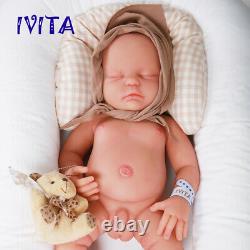 Ivita 18.5'' Full Body Silicone Reborn Doll Eyes Closed Sleeping Baby Boy Noël