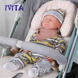 Ivita 18'' Full Body Silicone Reborn Baby Eyes Closed Cute Girl Doll 3200g