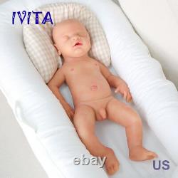 Ivita 18'' Full Body Soft Silicone Baby Eyes-closed Boy Lifelike Reborn Doll
