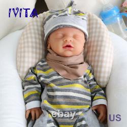 Ivita 18'' Full Body Soft Silicone Baby Eyes-closed Boy Lifelike Reborn Doll