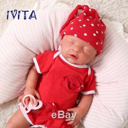 Ivita 18 '' Full Silicone Souple Reborn Baby Doll Girl Yeux Fermés Cadeaux De Vacances
