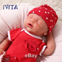 Ivita 18 '' Full Silicone Souple Reborn Baby Doll Girl Yeux Fermés Cadeaux De Vacances