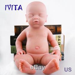 Ivita 18 Pouces Baby Doll-yeux Fermés Fille Full Body Silicone Souple Lifelike Réincarné