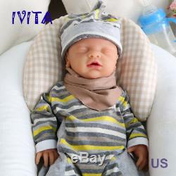 Ivita 18 '' Yeux Fermés Baby Doll Boy Full Body Silicone Souple Lifelike Réincarné