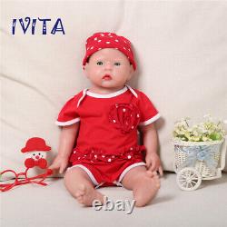Ivita 19'' Soft Silicone Reborn Baby Girl Handmade Floppy Silicone Baby Doll