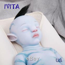 Ivita 20 ' ' Avatar Eye Fermé La Pleine Silicone Réincarné Bébé Garçon Avec Poupée Reborn Cheveux