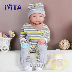 Ivita 21 Full Body Silicone Doll Big Eyes Cute Girl Toy Baby+clothes Cadeau De Noël