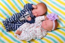 Jumeaux de bébés renaissants garçon fille prématurés en vinyle silicone anatomiquement corrects
