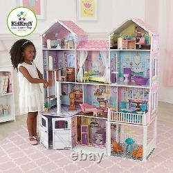 Kidkraft Country Estate Dollhouse, Grande Poupée En Bois Mansion S’adapte Barbie Dolls
