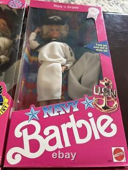LOT - Mattel Édition Spéciale Air Force, Armée, Marine Barbies, toutes neuves, jamais ouvertes