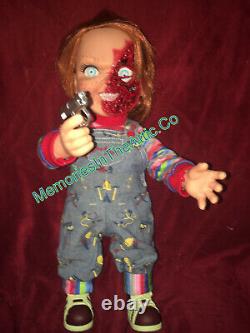 Mezco Child's Play 3 Parler Pizza Face Chucky Doll Mega Taille 15 Figure Nouveau
