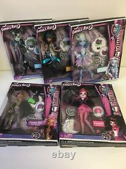 Monster High Ghouls Rule 5 Dolls Lot Abbey Clawdeen Cleo Draculaura Frankie Nib