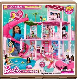 Nouvelle Barbie Dreamhouse, 75+ pièces, Maison de poupée de fête au bord de la piscine avec toboggan à 3 étages