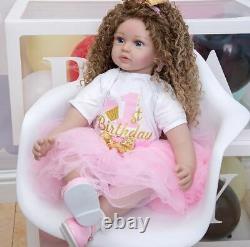 Nouvelle Reborn Doll Long Curly Hair Girl, Poupée De Haute Qualité, Corps De Robe De Jeune Fille 24 Pouces