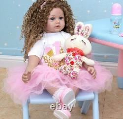 Nouvelle Reborn Doll Long Curly Hair Girl, Poupée De Haute Qualité, Corps De Robe De Jeune Fille 24 Pouces
