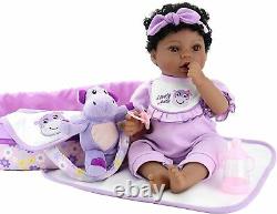 Poupée Africaine De 18 Pouces 8 Pièces Cadeaux Ori Black Reborn Baby Purple Bed