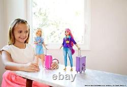 Poupée Barbie et ensemble de voyage avec chiot, bagages et plus de 10 accessoires, multicolore & B