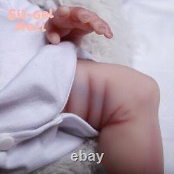 Poupée bébé en silicone réaliste Reborn fille 18,5 pouces nouvelle-née avec cheveux implantés faits à la main
