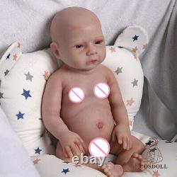 Poupée bébé reborn en silicone de 18,5 pouces avec corps complet et fonction de boire et uriner