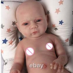 Poupée bébé reborn en silicone de 18,5 pouces avec corps complet et fonction de boire et uriner