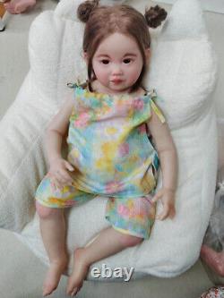 Poupée bébé renaissant de 30 pouces fille cheveux enracinés poupées finies jouet d'art réaliste en bas âge