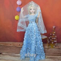 Poupée princesse fille BJD de 1/3 de 24 pouces avec yeux, perruques, chaussures, vêtements ensemble complet